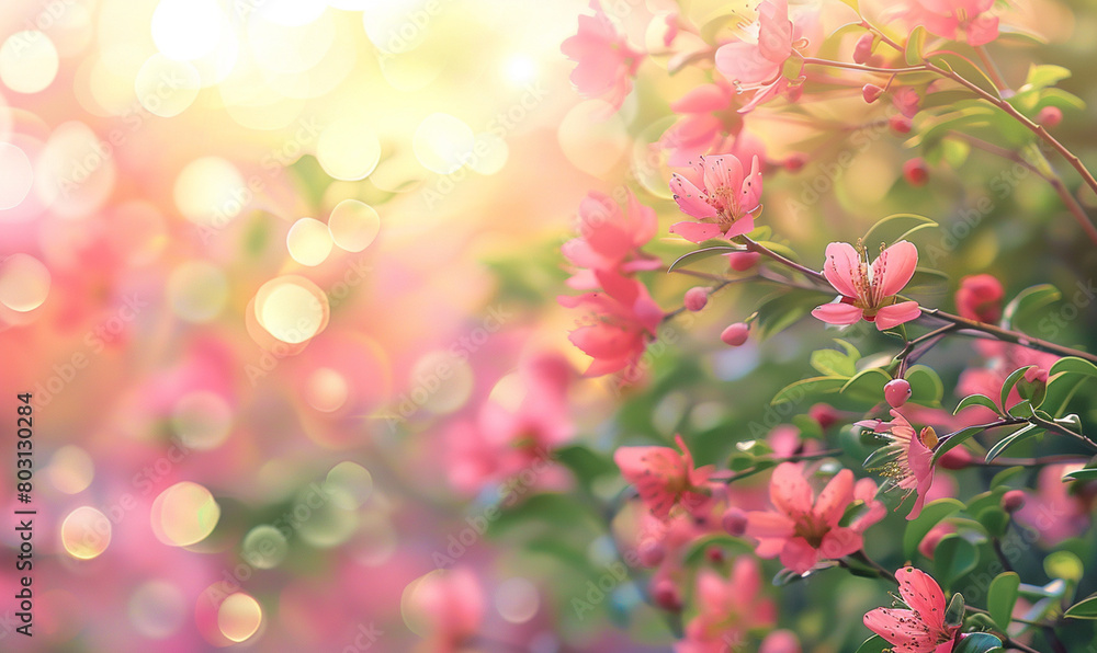 Spring Blossom - A Vibrant Display of Colorful Flowers with Bokeh Background Spring Blossom - A Vibrant Display of Colorful Flowers with Bokeh Background