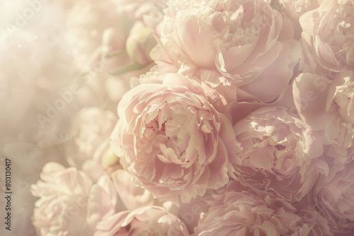 Soft Pink Peonies Cluster in a Dreamy Floral Haze