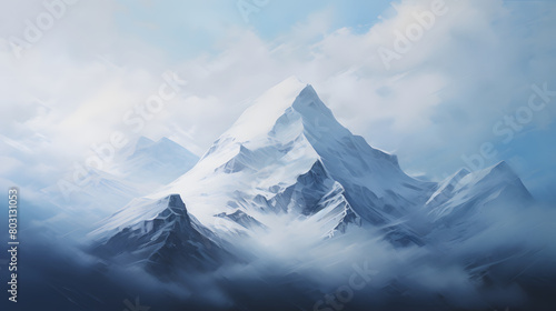 Endless snow capped mountains landscape abstract graphic poster web page PPT background © yonshan
