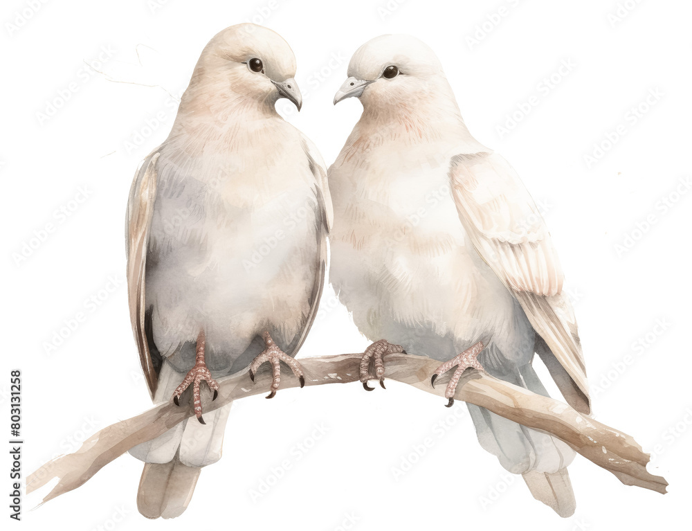 Pair of doves on a branch symbolizing peace Pair of doves on a branch symbolizing peace