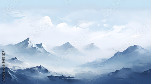 Endless snow capped mountains landscape abstract graphic poster web page PPT background © yonshan