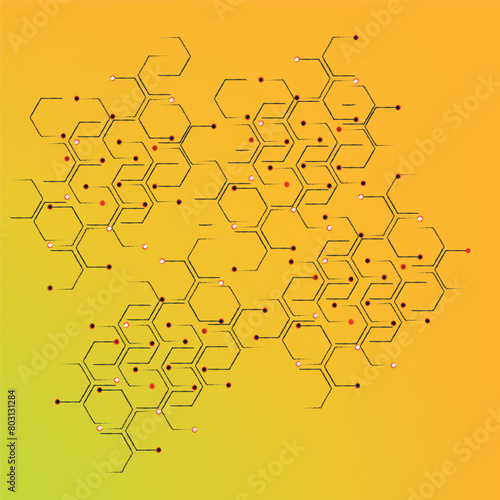 Abstract geometric yellow technological hexagon background