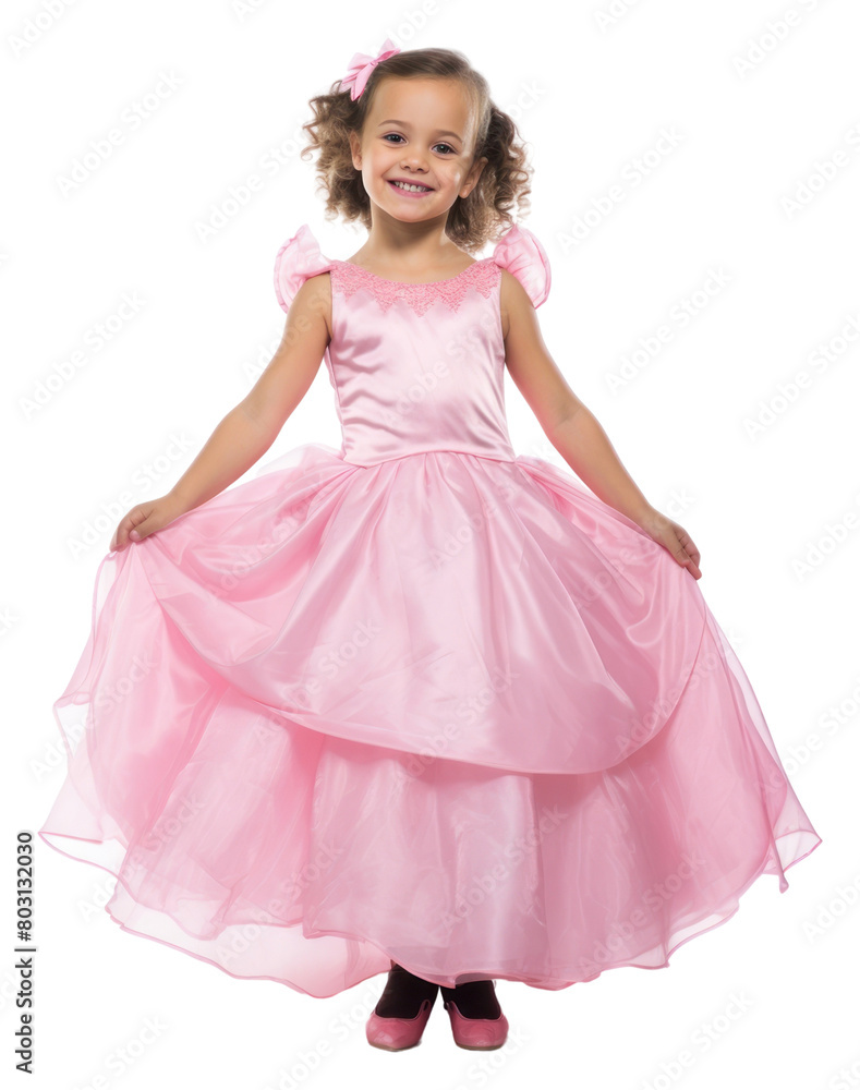 PNG Little girl wearing a pink princess dress costume fashion child.