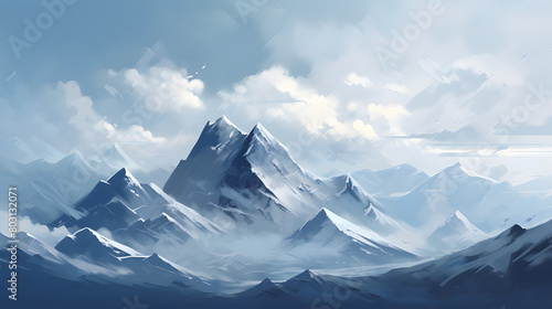 Wallpaper Mural Endless snow capped mountains landscape abstract graphic poster web page PPT background Torontodigital.ca