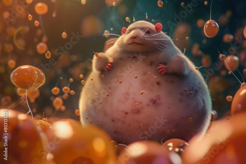 The cellular level of adipose tissue expansion in the body caused by obesity photo