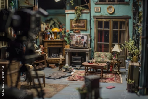 The intricate process of creating a stop-motion animation set  complete with miniature props and characters