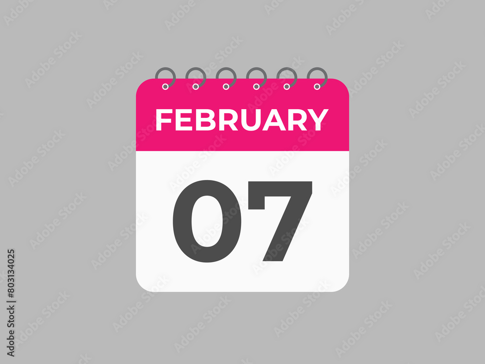 February 7 calendar reminder. 7 February daily calendar icon template. Calendar 7 February icon Design template. Vector illustration
February 7 calendar reminder. 7 February daily calendar icon template. Calendar 7 February icon Design template. Vector illustration