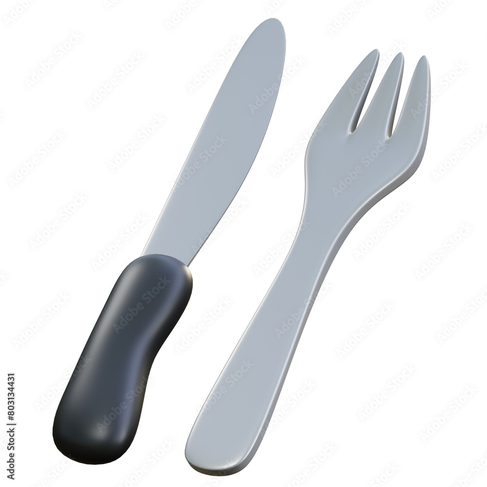 Fork Knife 3D Icon Illustration for Web,App, etc Fork Knife 3D Icon Illustration for Web,App, etc