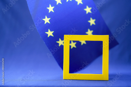 Checkbox or the square for the checkmark. Flag of the European Union. Entering the EU.

