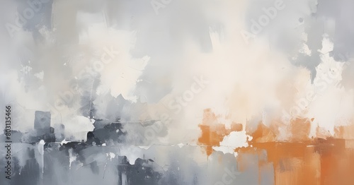 Abstract Painting with Gray and White Colors Blend