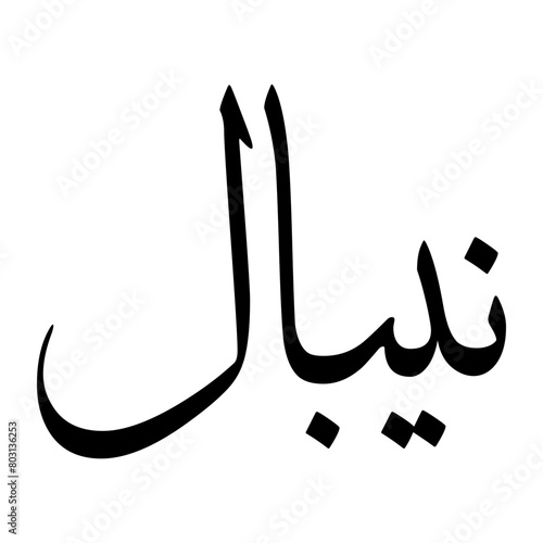 Nibal Muslim Boy Name Sulus Font Arabic Calligraphy photo