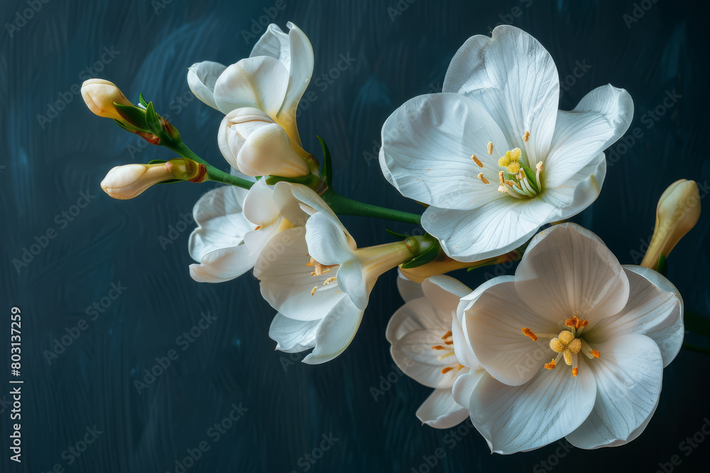 Fototapeta premium White Tulips Blossoming on a Dark Elegant Background