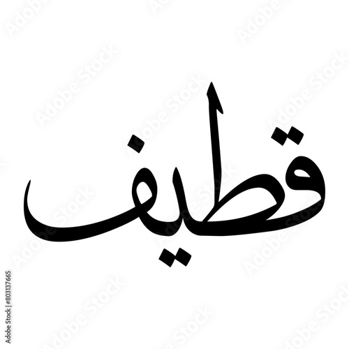 Qateef Muslim Boy Name Sulus Font Arabic Calligraphy photo