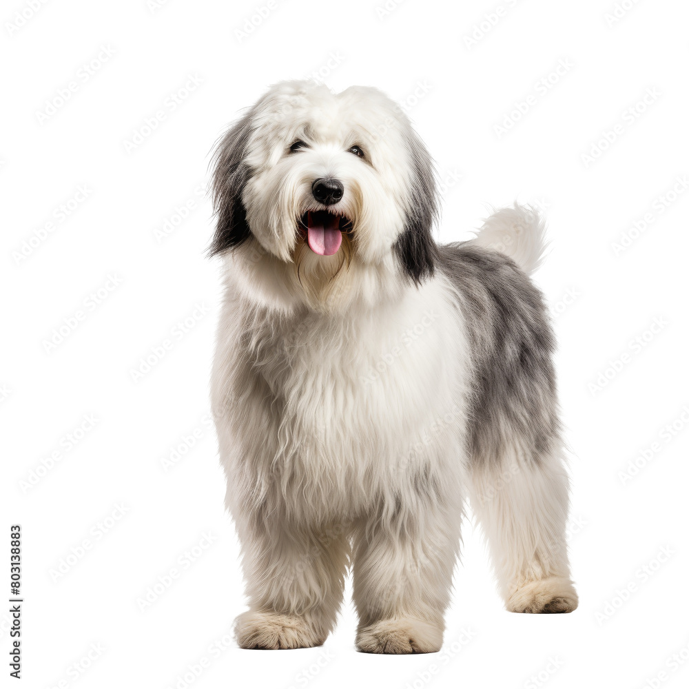 Old English Sheepdog Standing on transparent Background Old English Sheepdog Standing on transparent Background