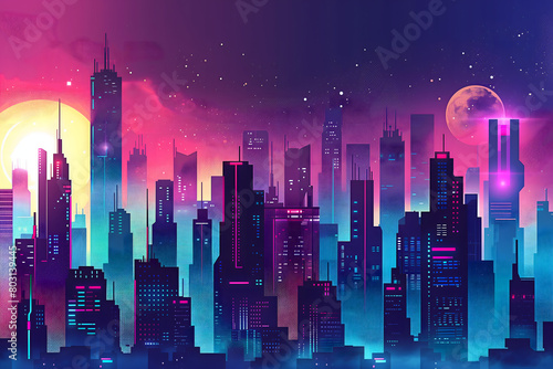 wallpaper of abstract futuristic city skyline