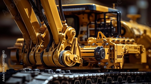 A closeup of constructiongrade hydraulic machinery at work, focusing on power and precision in heavy equipment