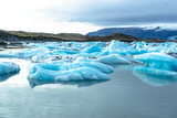 Jökulsárlón Glacier Lagoon Landscape with blue ice in Iceland