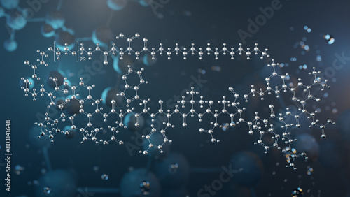 zilucoplan molecular structure, 3d model molecule, complement inhibitor, structural chemical formula view from a microscope