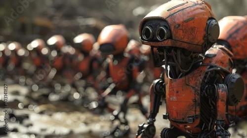 Self replicating robots in a post disaster area, rapidly increasing numbers to assist in search and rescue operations photo