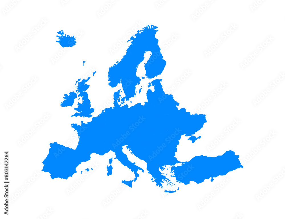 Obraz premium Europe map blue illustration on a white background in flat style. Vector