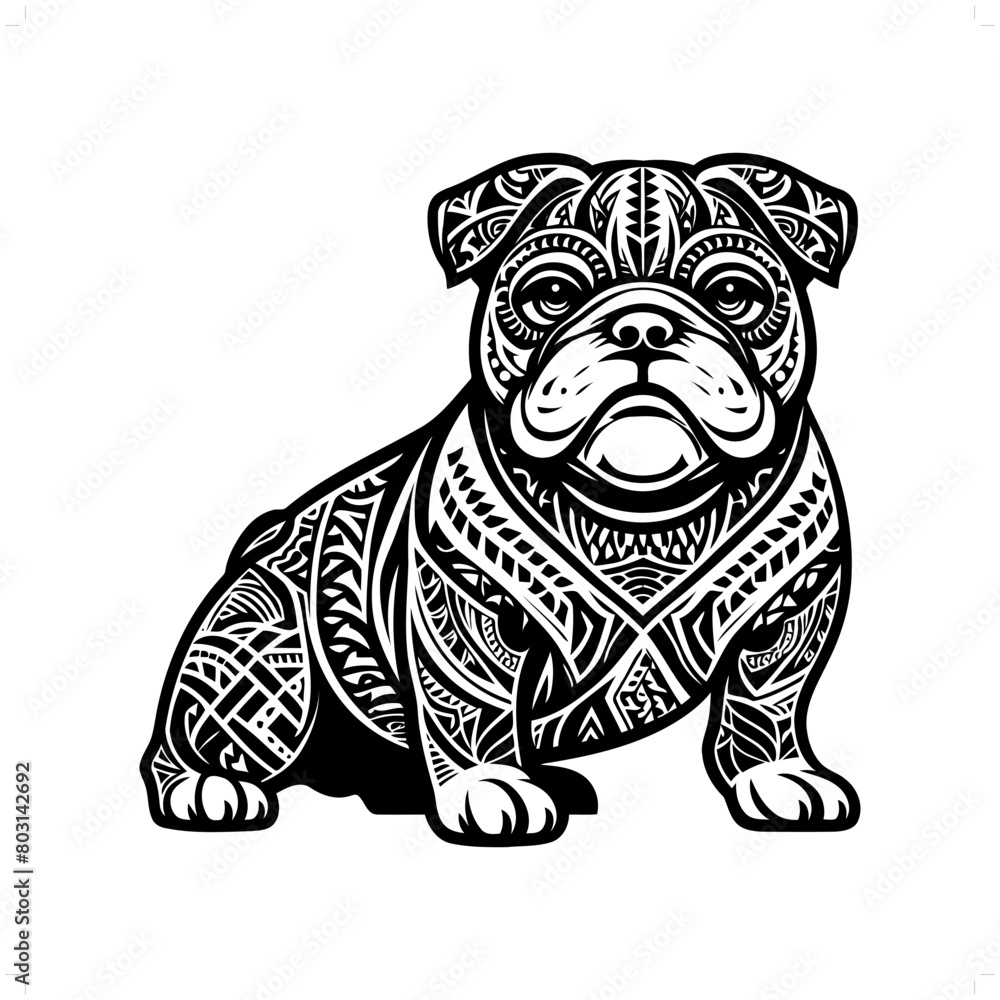 buldog silhouette in animal ethnic, polynesia tribal illustration buldog silhouette in animal ethnic, polynesia tribal illustration