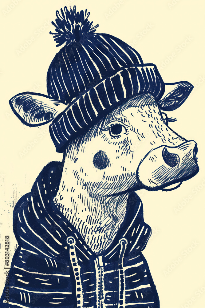 Obraz premium cartoon cow with human clothes