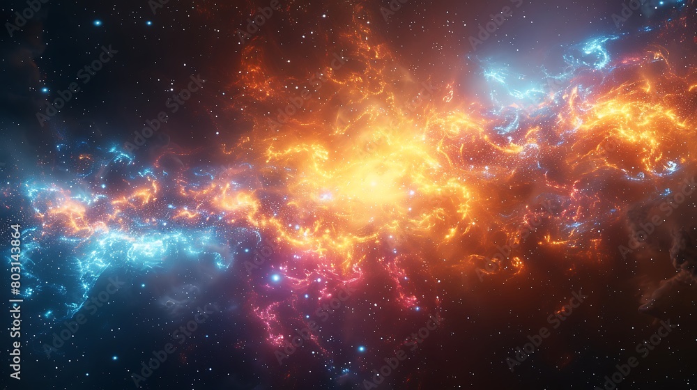 Create an abstract representation of a supernova, where vibrant colors and rapid movements depict the explosive death of a star.