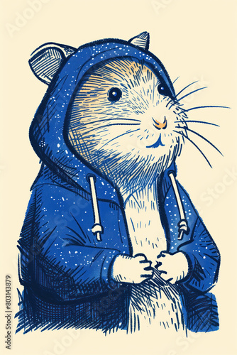 hamster in hoddie, cartoon