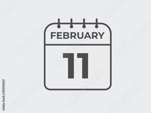February 11 calendar reminder. 11 February daily calendar icon template. Calendar 11 February icon Design template. Vector illustration
