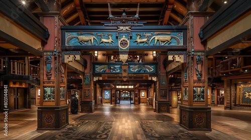 Discover the intersection of tradition and modernity in the ornate facade of a historic trading post, where ancient practices endure amidst a backdrop of global commerce