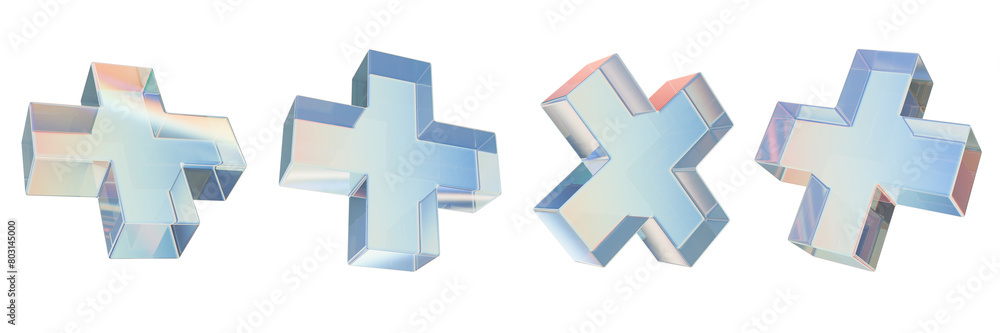 3D glass cross icon set, render gradient crystal plus collection, holographic abstract figure kit. Modern pharmacy medical help sign, retro futuristic transparent material objects. Glass cross clipart 3D glass cross icon set, render gradient crystal plus collection, holographic abstract figure kit. Modern pharmacy medical help sign, retro futuristic transparent material objects. Glass cross clipart