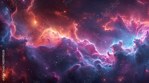 Create an artistic representation of a nebula blooming like a vibrant flower in space, using a palette of deep purples, blues, and pinks to highlight its rich textures.