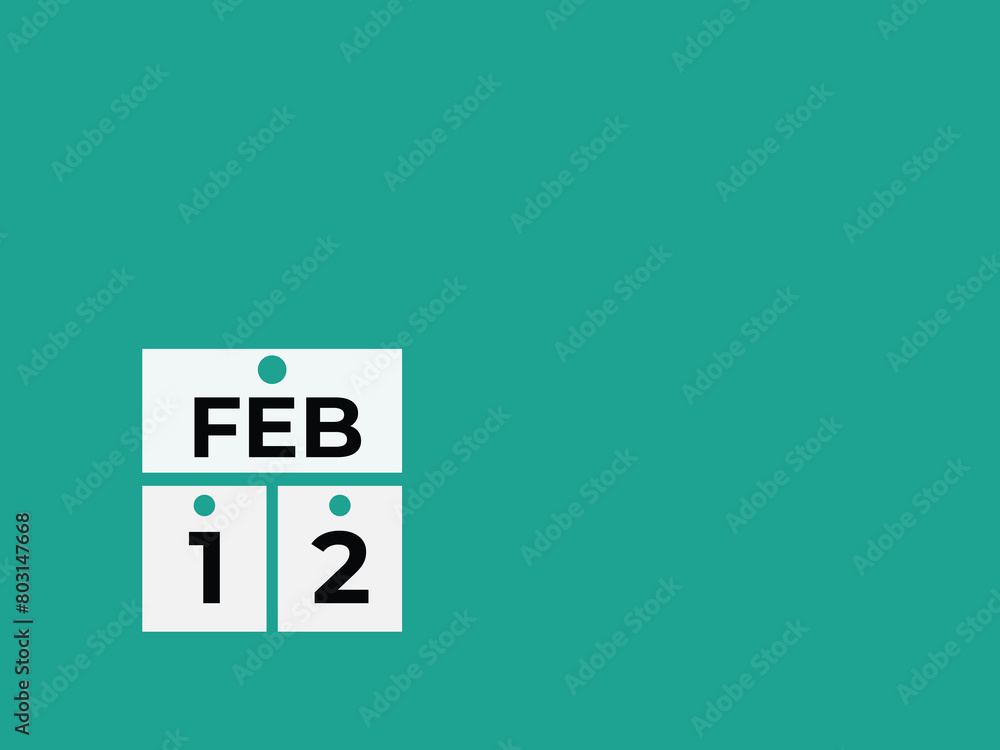 February 12 calendar reminder. 12 February daily calendar icon template. Calendar 12 February icon Design template. Vector illustration
February 12 calendar reminder. 12 February daily calendar icon template. Calendar 12 February icon Design template. Vector illustration