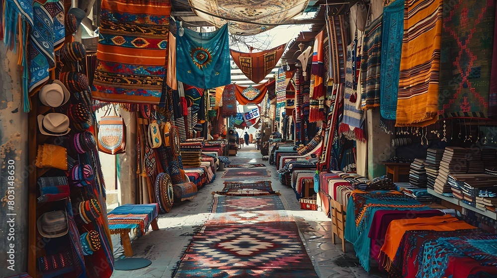 Explore the harmonious blend of tradition and innovation in the vibrant tapestry of a bustling cultural marketplace, where heritage crafts find new life in a globalized world