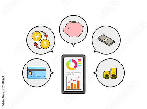 スマートフォンとお金に関するイラスト