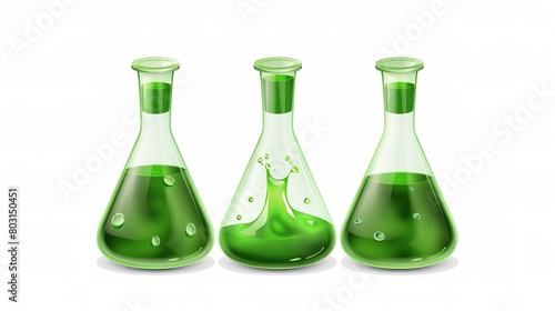 Bright illustration of laboratory glassware with green chemical liquid, ideal for educational and scientific content