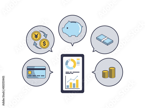 スマートフォンとお金に関するイラスト