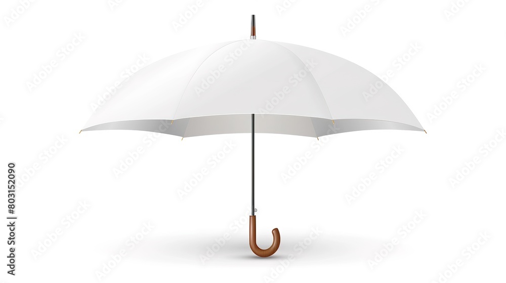 Elegant white umbrella with a classic wooden handle - stylish protection from the rain