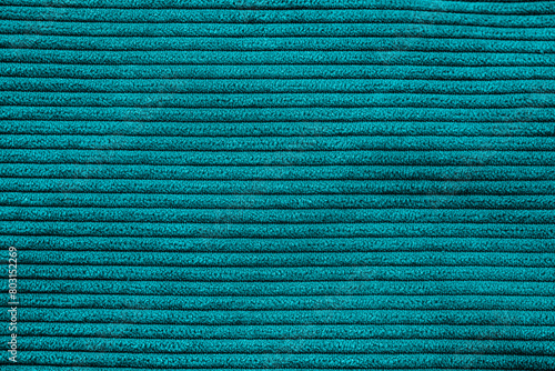 Photos Closeup of turquoise corduroy cloth as patterned textured background