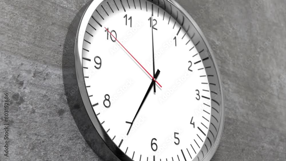Classic clock on conrete wall - 7 o clock - 3D 4k animation (3840 x 2160 px) Classic clock on conrete wall - 7 o clock - 3D 4k animation (3840 x 2160 px)