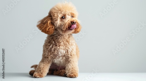 A Curious Poodle Seated Proudly