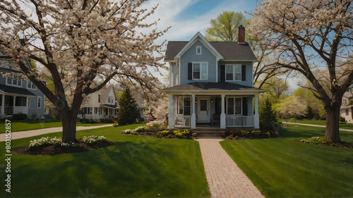 Stunning Spring in Michigan With Beautiful Michigan Style House and Beautiful View.  © Luxury Richland