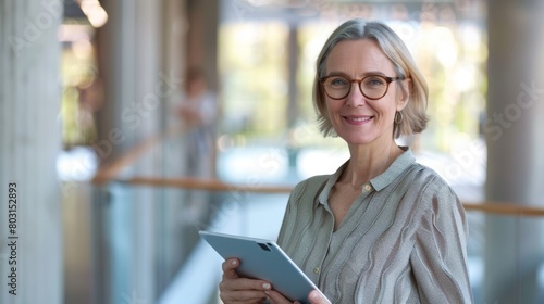A Professional Woman Holding Tablet