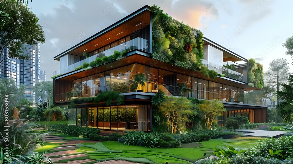 Innovative Green Building Design: Reflective Glass and Greenery