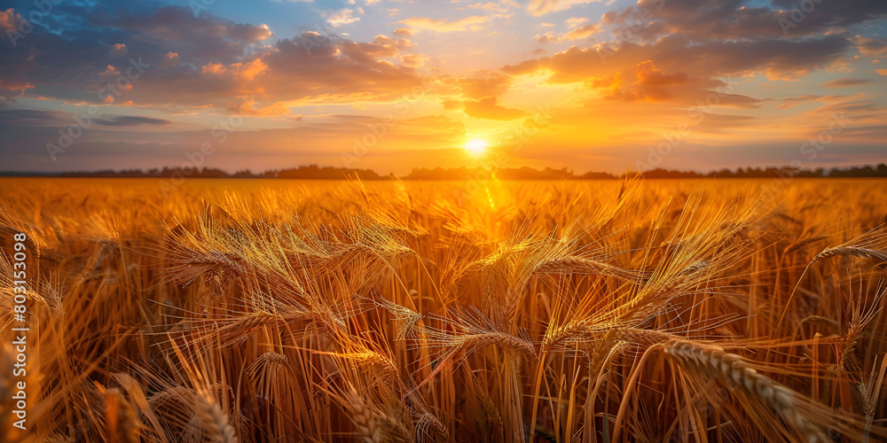 Obraz premium Golden Harvest: The Warmth of Sunlit Fields