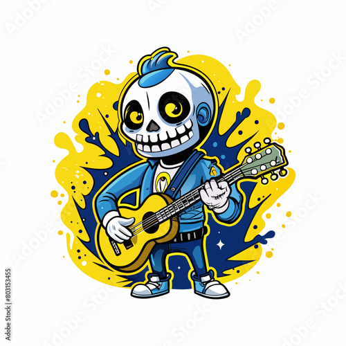 skeleton playing guitar vector