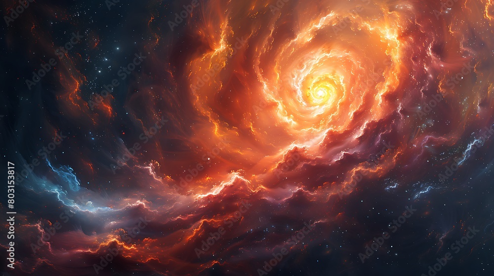 Illustrate a nebula as an exotic flower in the vast cosmic garden, with swirling patterns and vivid colors mimicking natural floral forms. Illustrate a nebula as an exotic flower in the vast cosmic garden, with swirling patterns and vivid colors mimicking natural floral forms.