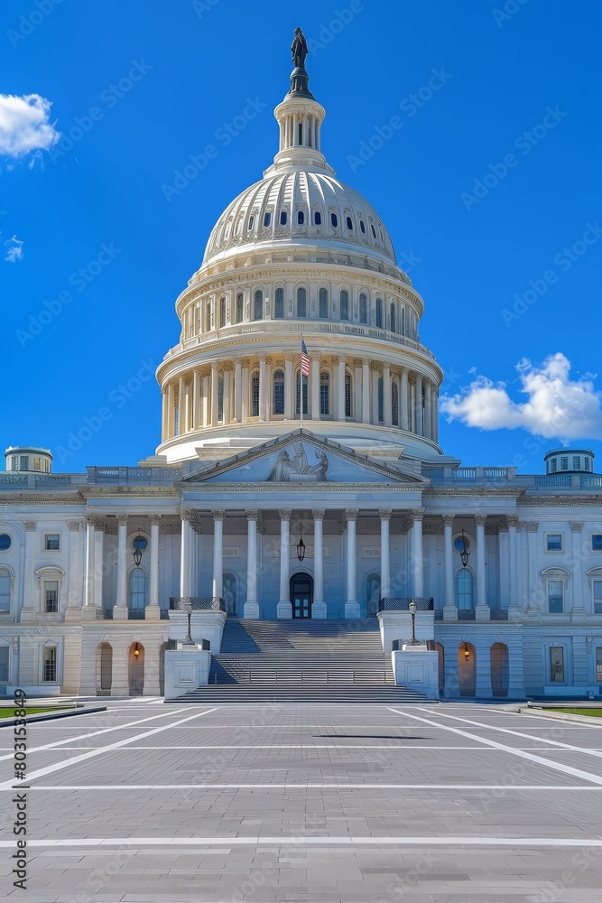 Obraz premium The Capitol Building's neoclassical design symbolizes American democracy and political power. 