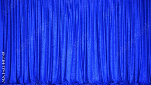 Realistic 3D animation of the blue leather show stage curtain rendered in UHD with alpha matte
