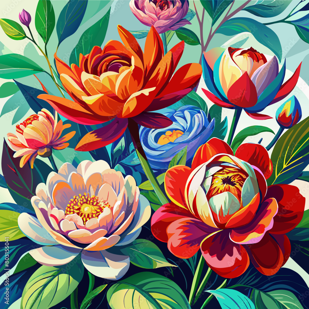big flowers all, oil color, white background
big flowers all, oil color, white background
